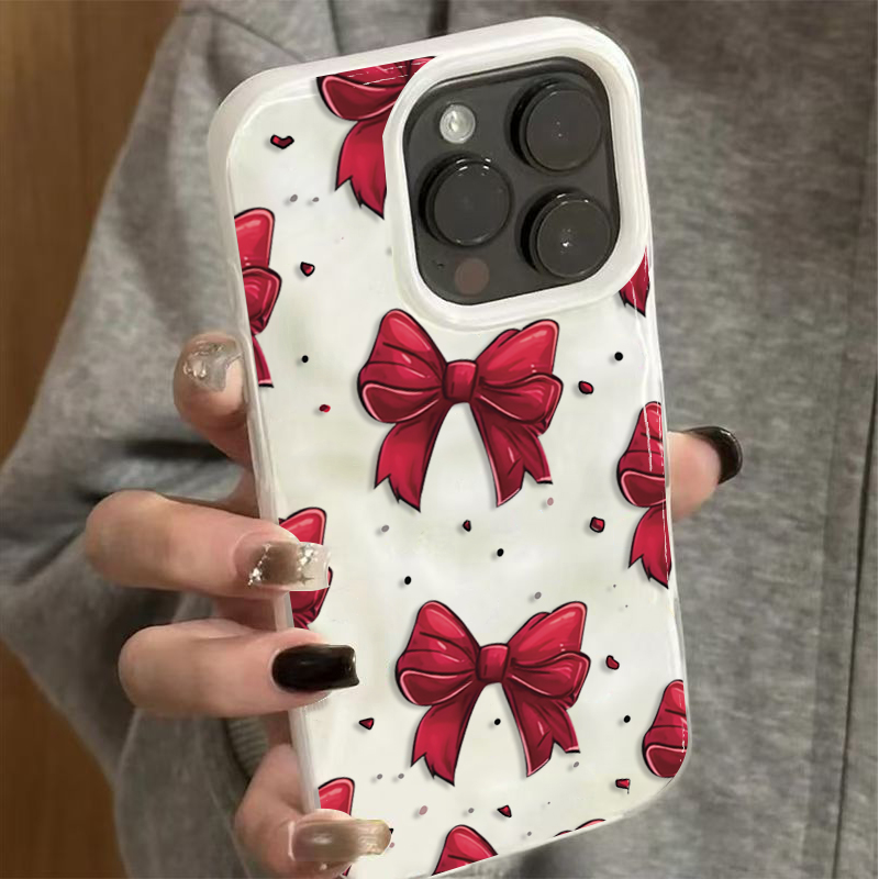 Phone Accessories Red - Biało-czerwone etui na telefon z wzorem