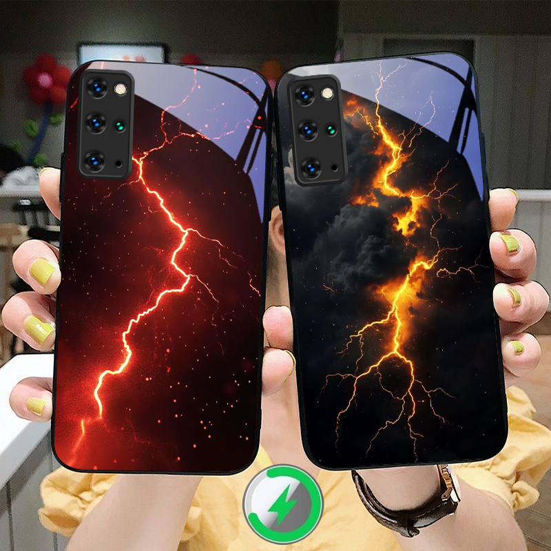 Phone Accessories Red - Tajemnicze Czerwone Błyskawice Etui Szklane z