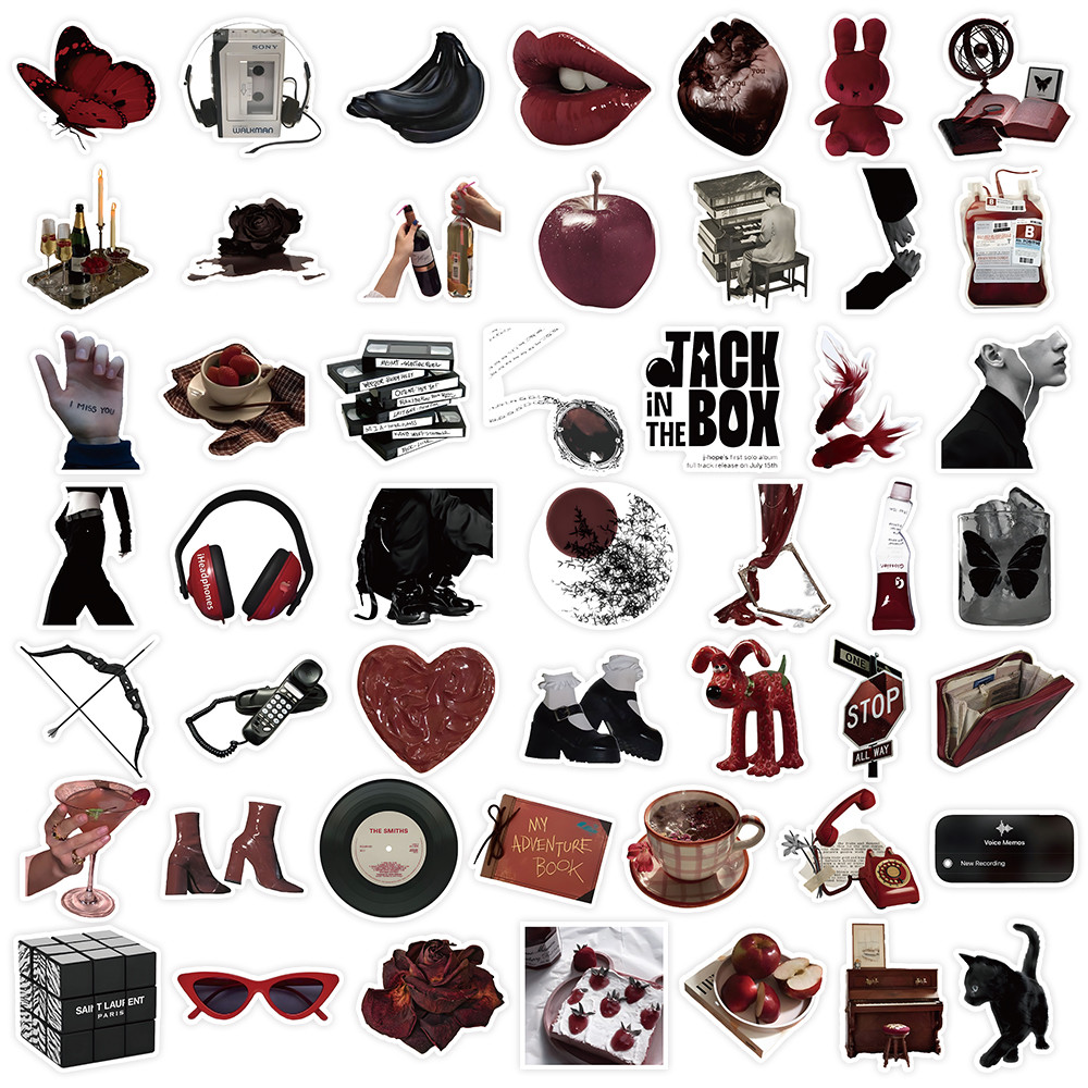 50 sztuk naklejek w czerwono-c – Phone Accessories Red recenzja i cena